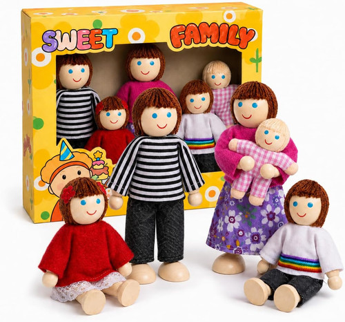 Wooden dollhouse people set - set,